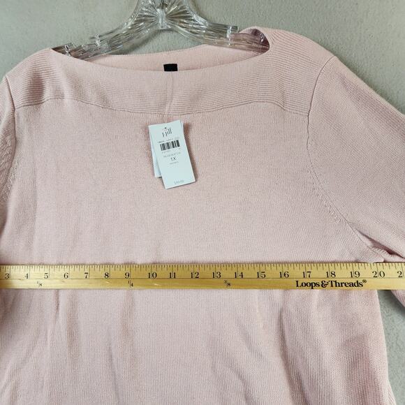 J Jill Wearever Knit Sweater Women 1X Pink Cotton/Poly Side Button Pullover - Picture 5 of 11